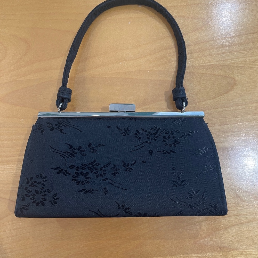Mini Black Floral Handbag